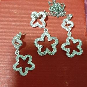 Sterling silver set of earring and necklace